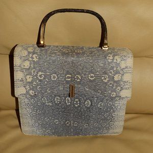 Vintage I Magnin Exotic Lizard Skin Purse with Coin Purse & Original Comb